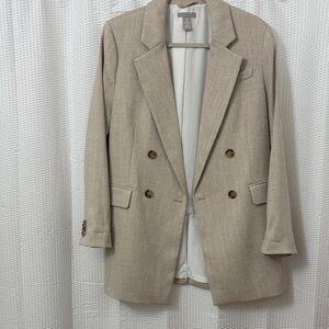 H&M Beige Double-Breasted Oversized Blazer